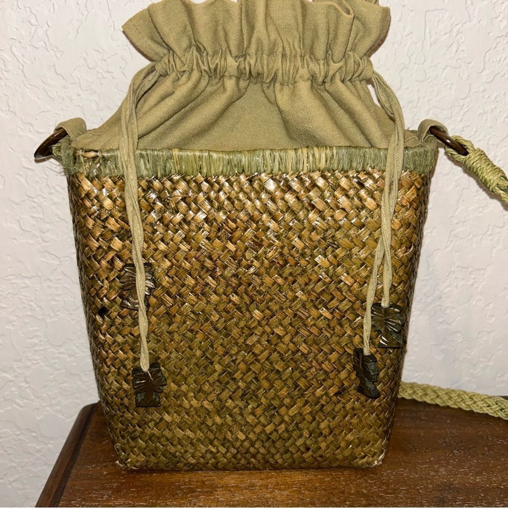 Cappelli Straworld Palm Tree Embroidered Straw Crossbody Purse Bag - Picture 9 of 10